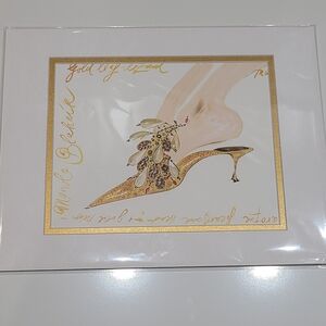 New Manolo Blahnik art print matted white and gold